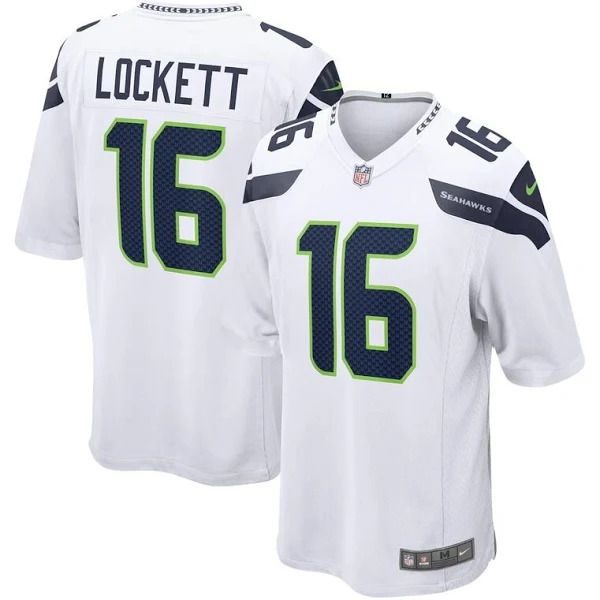 Men Seattle Seahawks 16 Tyler Lockett Nike White Game Team NFL Jersey